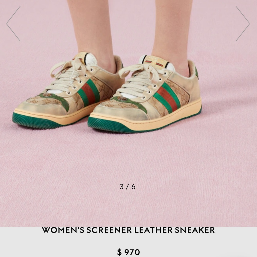 Gucci Womens Screener Leather Sneaker - Picture 5 of 11
